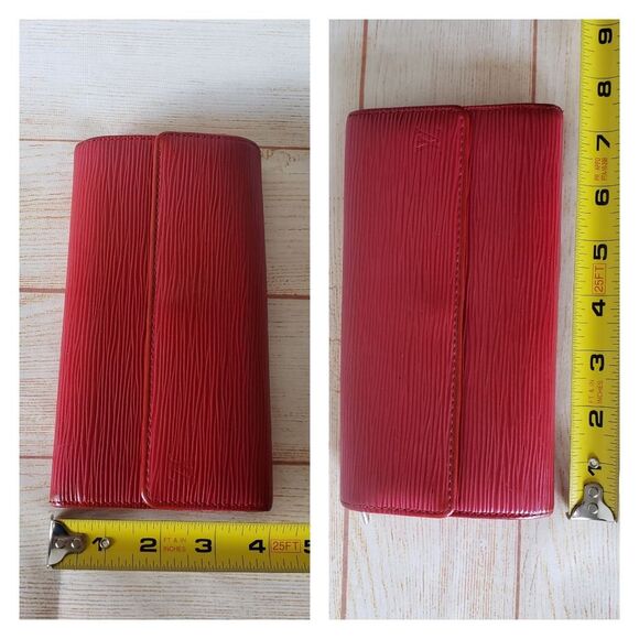 Authentic Louis Vuitton Epi Sarah Long Wallet Red Rouge Portefeuille Leather - Picture 15 of 16